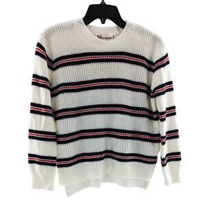 Cotton Emporium Striped Knit Sweater White Red Blue Girls Size Small